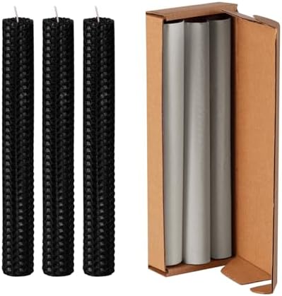 KONNI Black Beeswax Taper Candles Pack of 3