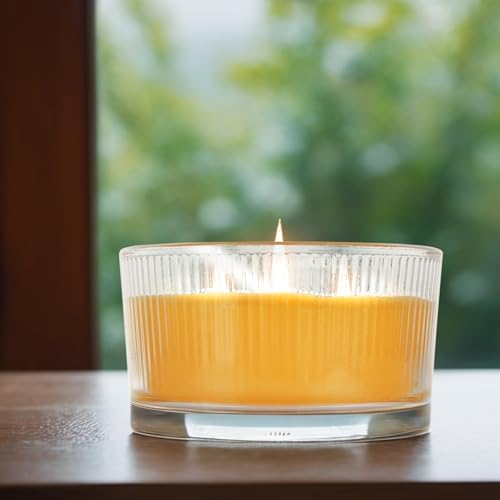 AGLARY 3-Wick Beeswax Candle in Glass