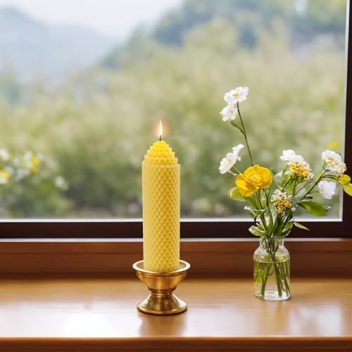 DEYBBY Beeswax Pillar Candles Set of 2
