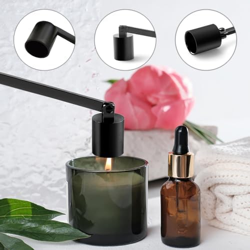 2 Pcs Candle Tools Set with Wick Dipper and Snuffer Black