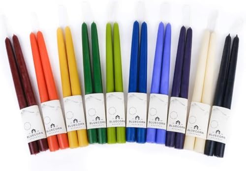 Bluecorn Beeswax Yellow Taper Candles - 8 Inch Pair