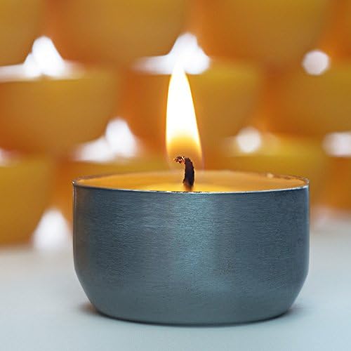 Serenibee Tea Light Candles with Reusable Steel Holder and Cotton Bag
