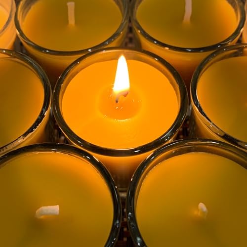 Lacaser Pure Beeswax Votive Candles 6 Pack Natural Honey Scent