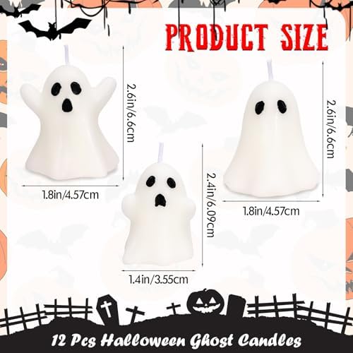 12 PCS Halloween Ghost Candles Spooky Decor