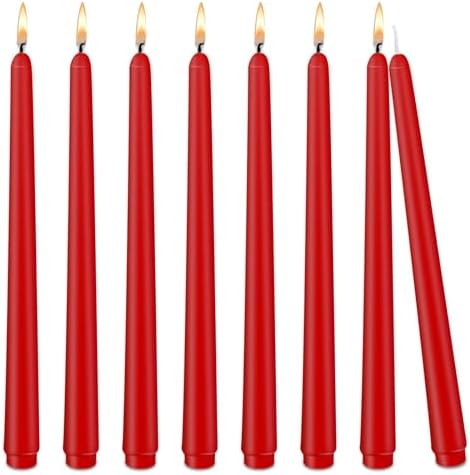 Seven Moons 10 Inch Taper Candles Pack of 8 Red Unscented