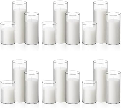 Shihanee 36 Pcs Pillar Candles and Glass Vases for Wedding Centerpieces