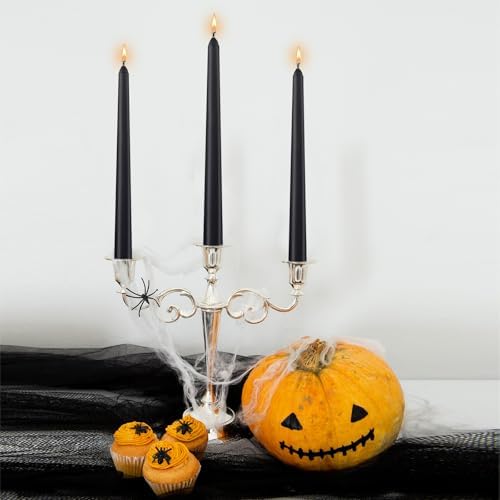 8-Pack 10 Inch Hand Cast Black Drip Free Candles