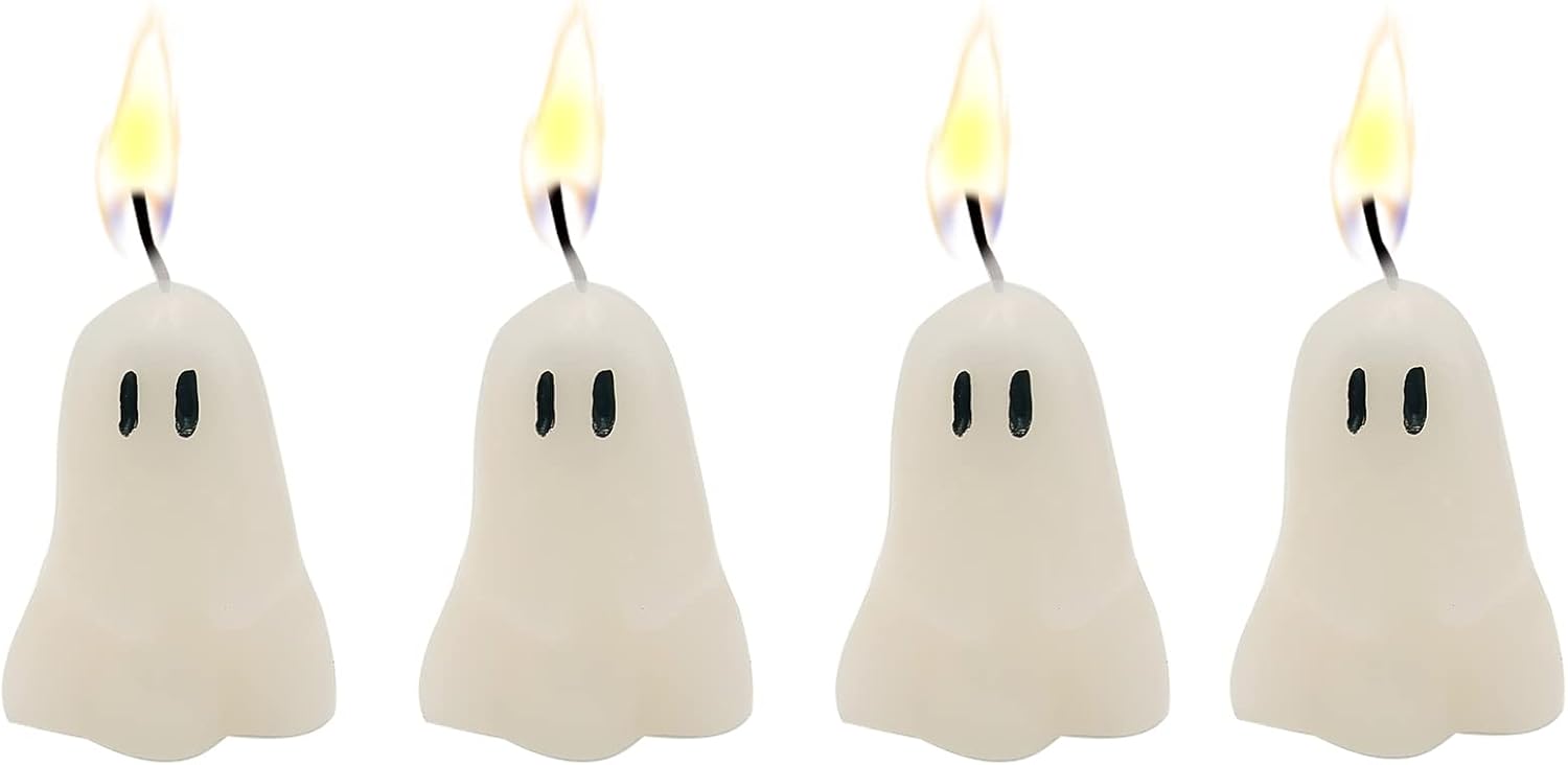 Itechpanda 4 Pack Halloween Ghost Candles