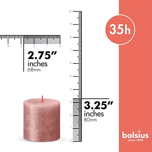 BOLSIUS Pink Shimmer Metallic Pillar Candles 4 Pack 1