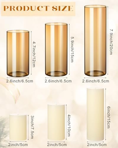 Shihanee 36 Pcs Pillar Candles and Glass Vases Set 1