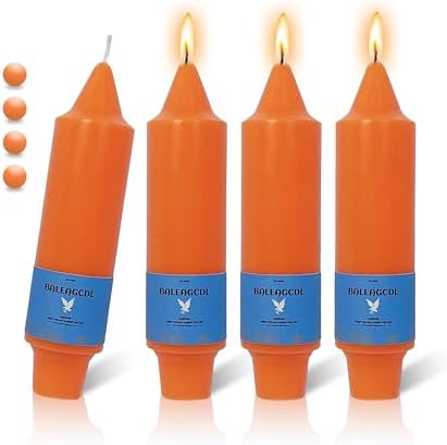 Flammul Handmade Orange Taper Candles Set of 4