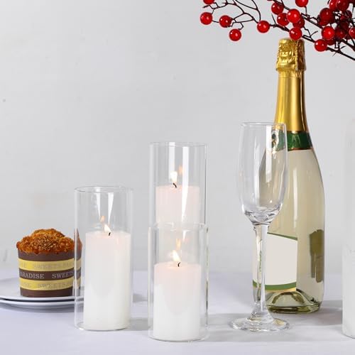 Shihanee 12 Piece Pillar Candle Set with Clear Glass Vases