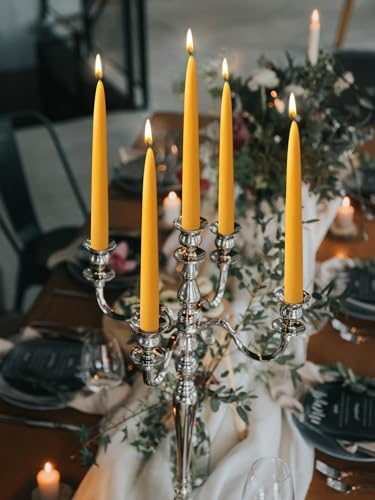 10 Inch Beeswax Taper Candles 6 Pack Natural Smokeless