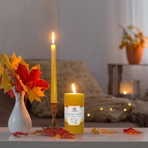 Lacaser 12 Inch Tall Beeswax Taper Candles - 4 Pack