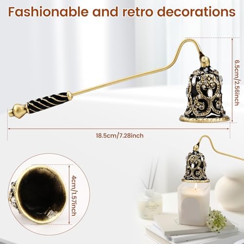 Elegant Flower Shape Candle Snuffer with Long Handle Black