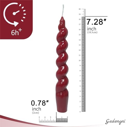 Gedengni 7 Inches Spiral Taper Candles Red Candlesticks for Holiday Wedding Party