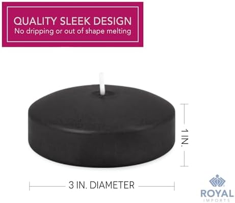Royal Imports Black Floating Candles 3 Inch Pack of 12
