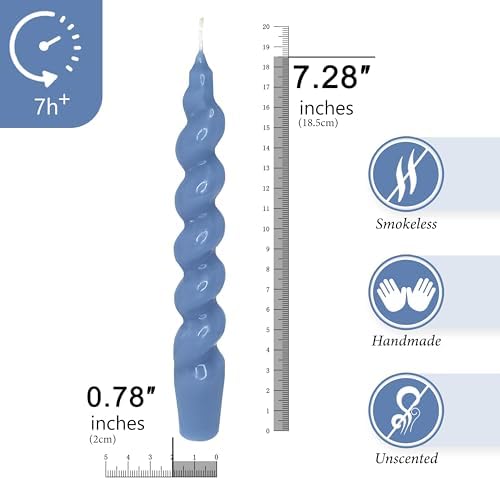 75 Inch Spiral Taper Candles Set of 4 Dark Blue