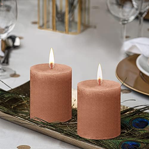 BOLSIUS 4 Pack Rusty Pink Pillar Candles