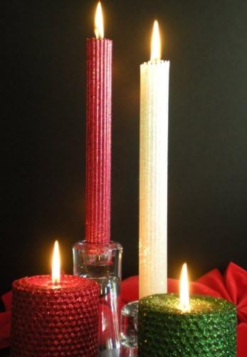 Gold Rush 8 Inch Beeswax Glitter Candles White Lotus Boxed Set of 2