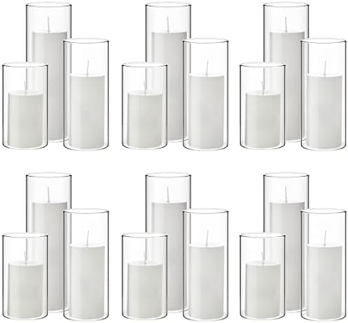 Shihanee 36 Pcs Pillar Candles and Glass Vases Set