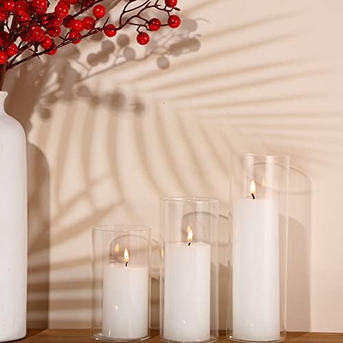Shihanee 12 Piece Pillar Candle Set with Clear Glass Vases