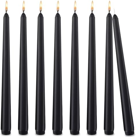 8-Pack 10 Inch Hand Cast Black Drip Free Candles
