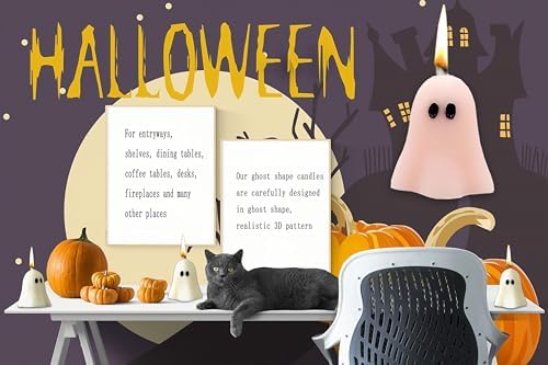 4 Piece Cute Ghost Candle Set for Halloween Decor