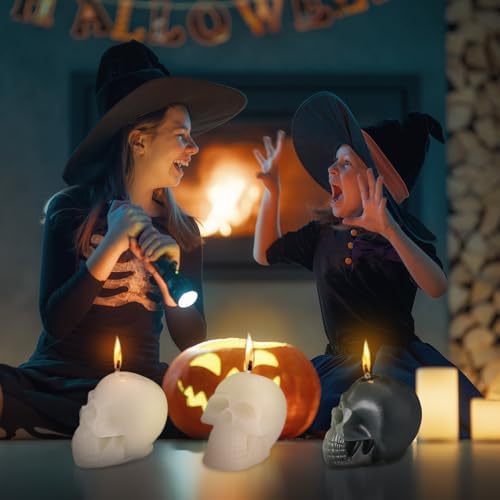 Nuanchu 8 Pcs Halloween Skull Candles Set