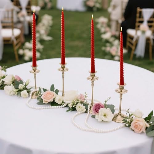 Red Taper Spiral Candles 8 Inch Set of 4