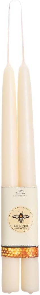 Big Dipper Wax Works Ivory White Beeswax Taper Candles
