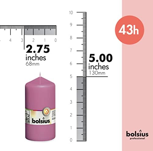BOLSIUS 8 Pink Pillar Candles - 43 Hours Burn Time