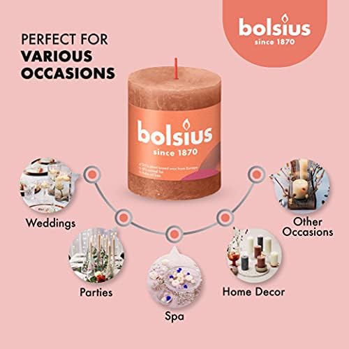 BOLSIUS 4 Pack Rusty Pink Pillar Candles