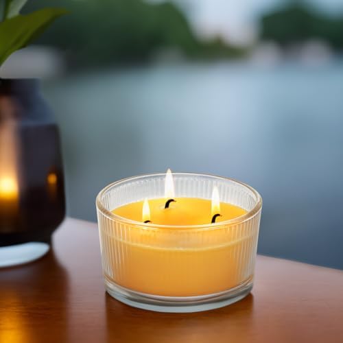AGLARY 3-Wick Beeswax Candle in Glass