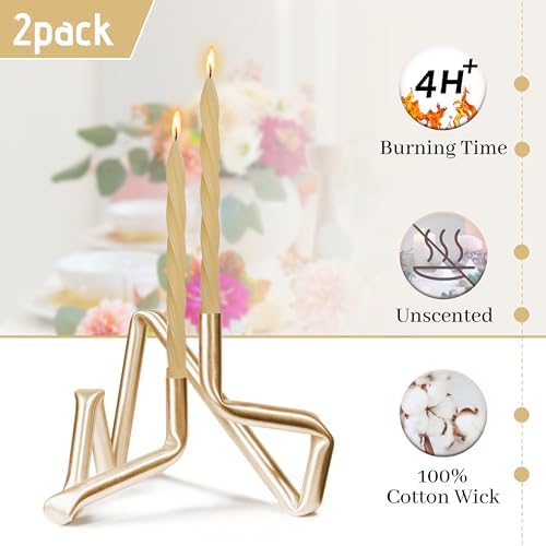 Yellow Twisted Taper Candle 10 Inch Smokeless 2 PCS