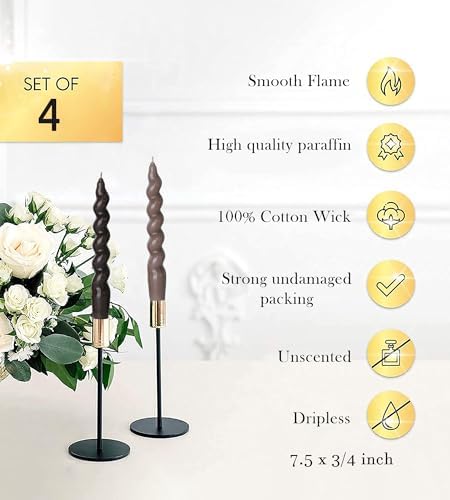 Brown Gradient Taper Candles 75 Inch Set of 4