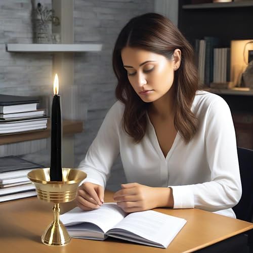 20 Min Black Meditation Candles 30 Pack with Holder and Wax Dots