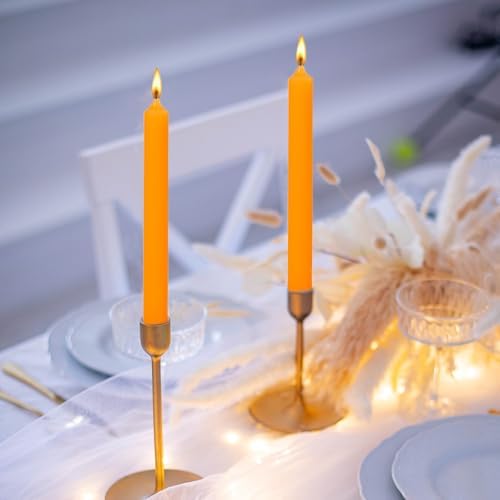 10 Inch Orange Taper Candles Set of 4