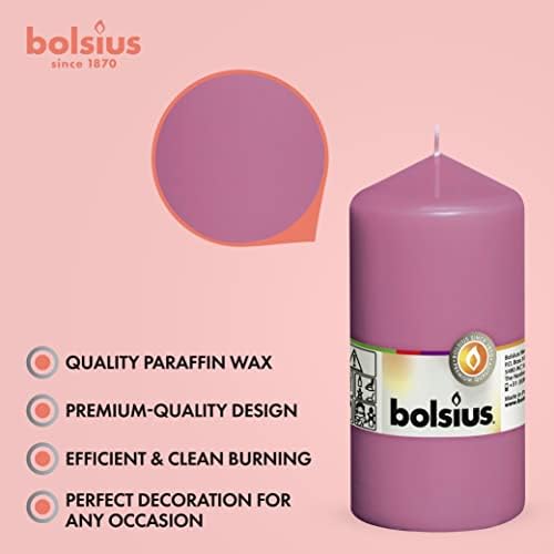 BOLSIUS 8 Pink Pillar Candles - 43 Hours Burn Time