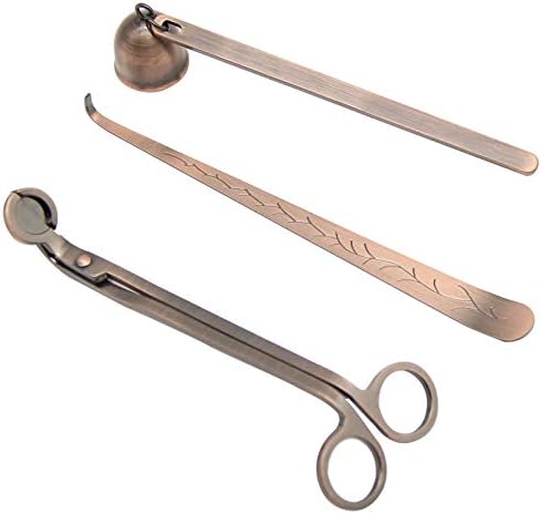 3 in 1 Candle Accessories Set Red Copper Includes Snuffer Trimmer Dipper