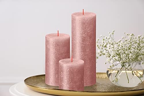 BOLSIUS Pink Shimmer Metallic Pillar Candles 4 Pack