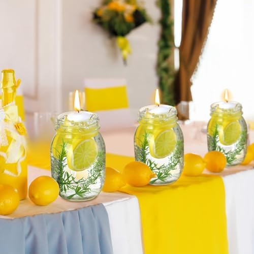 Riceshoot 98 Pcs Lemon Vase Fillers with Floating Candles Kit