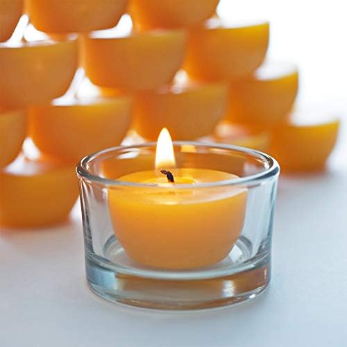 Serenibee Beeswax Tea Light Candles with Reusable Holder and Cotton Bag Set