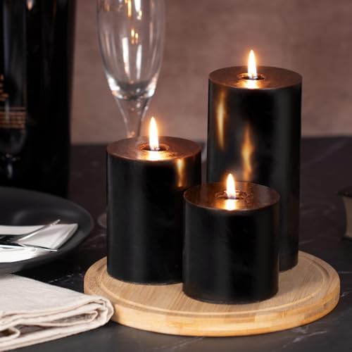 KONNI Unscented Pillar Candles Set of 3 3x4 Inches Smokeless Dripless