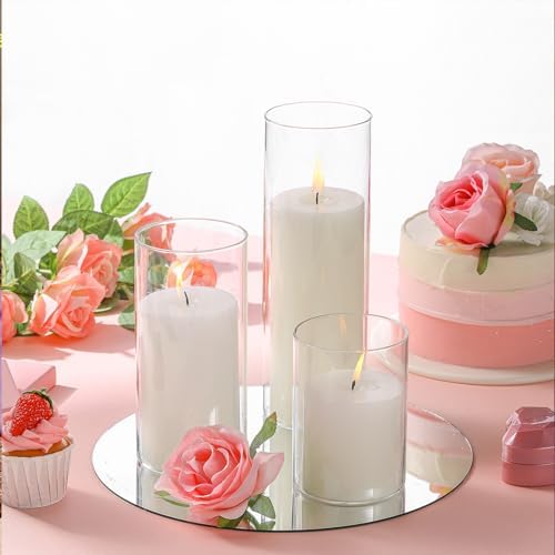 Shihanee 36 Pcs Pillar Candles and Glass Vases for Wedding Centerpieces