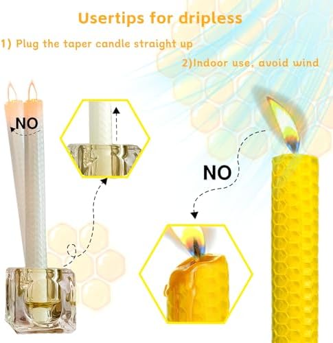 Lacaser Natural Beeswax Taper Candles 14pcs Rainbow Set
