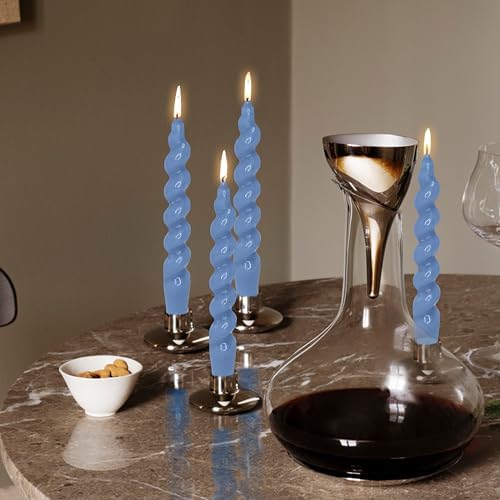 75 Inch Spiral Taper Candles Set of 4 Dark Blue