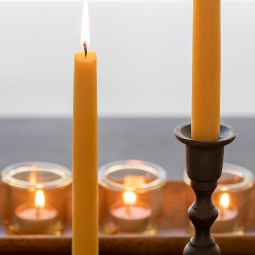 Bluecorn Beeswax Yellow Taper Candles - 8 Inch Pair