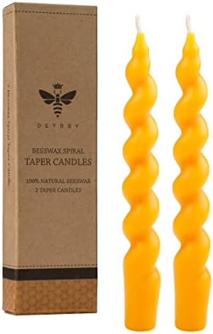 DEYBBY Spiral Beeswax Candle 7 Inch 2 Pack Taper Candles