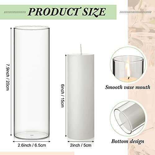 24 Pack White Pillar Candles with Glass Holders for Wedding Centerpieces